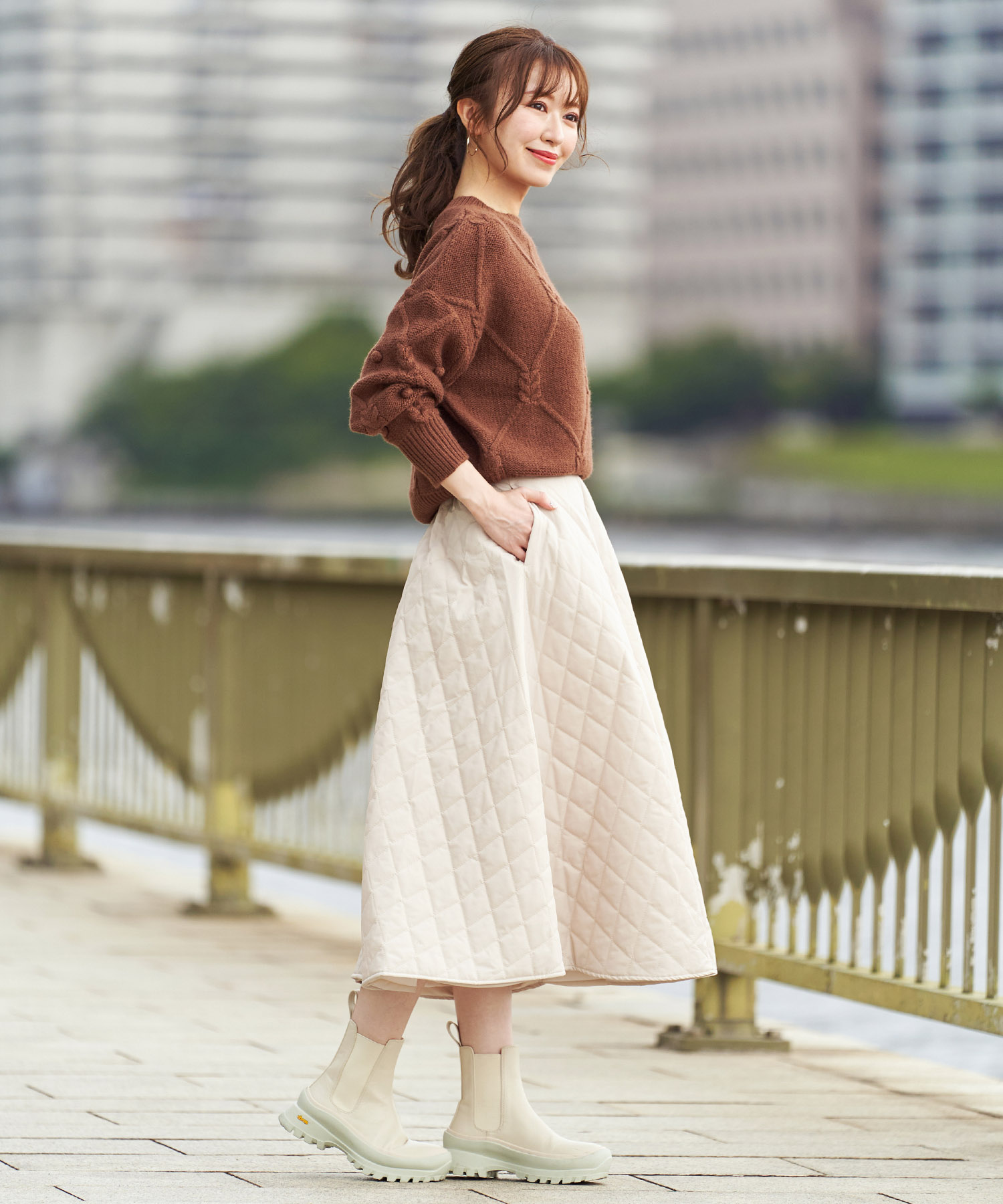 スカート フレア キルティング 