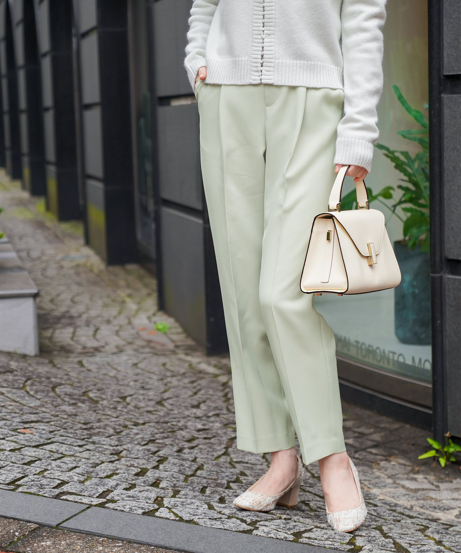 パンツ 美脚 ストレッチテーパード