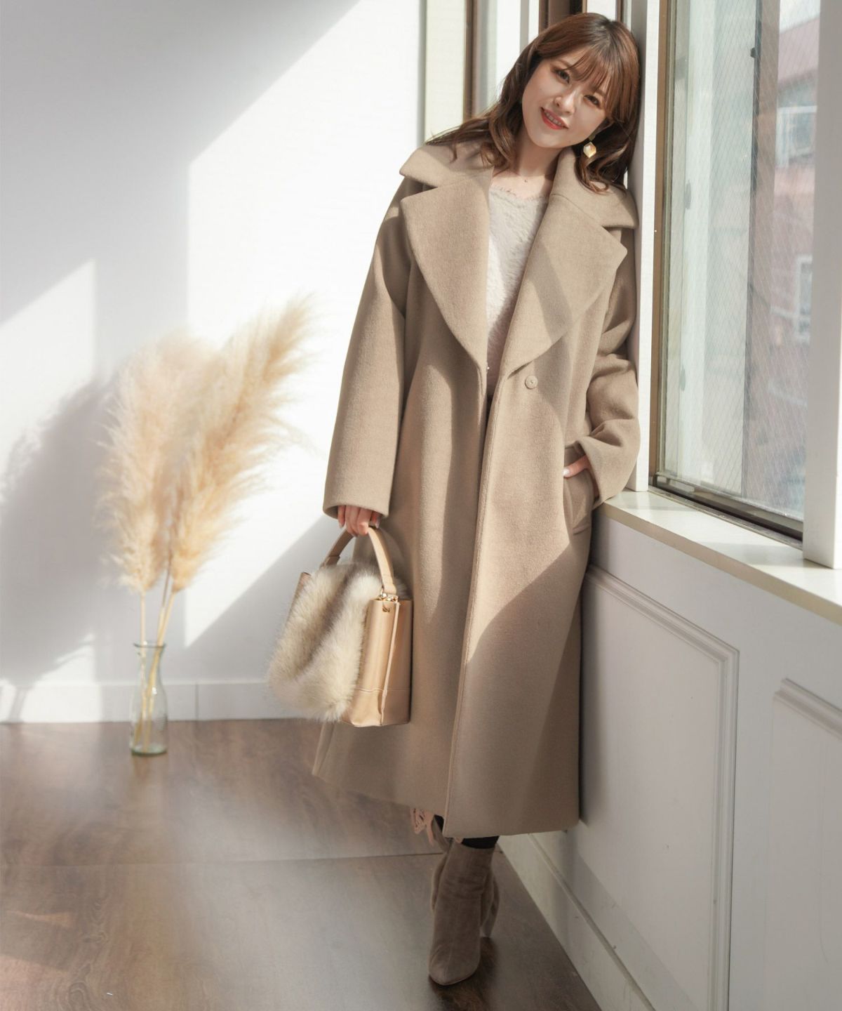 コート テーラードカラー リーンライン