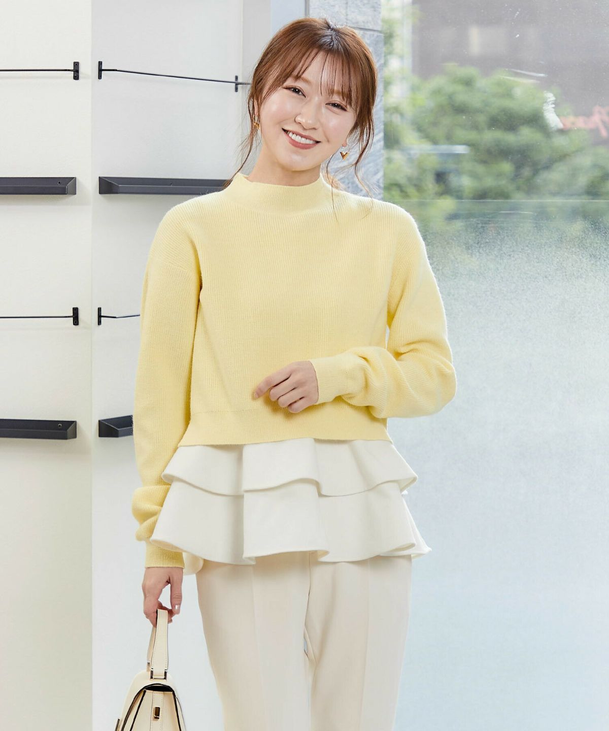 ニット × ペプラム レイヤード セット