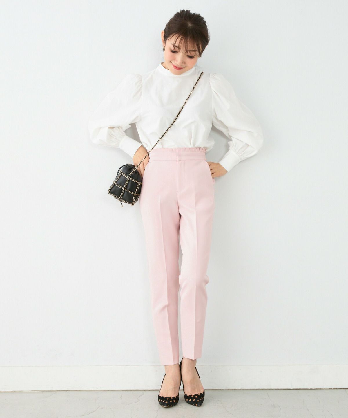 パンツ センタープレス ウエストタックプリーツ