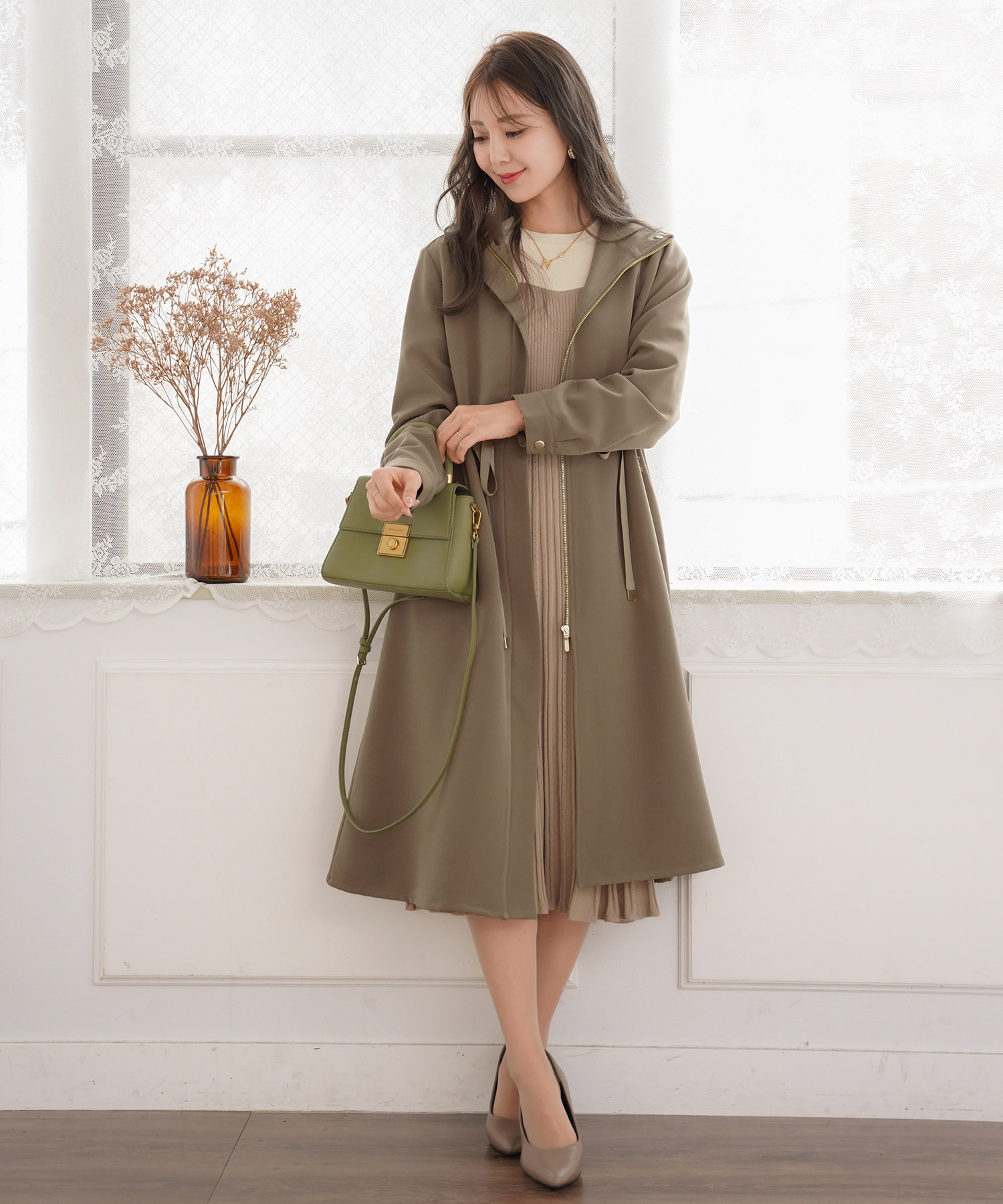 マウンテンパーカー ポケットフリル ロング