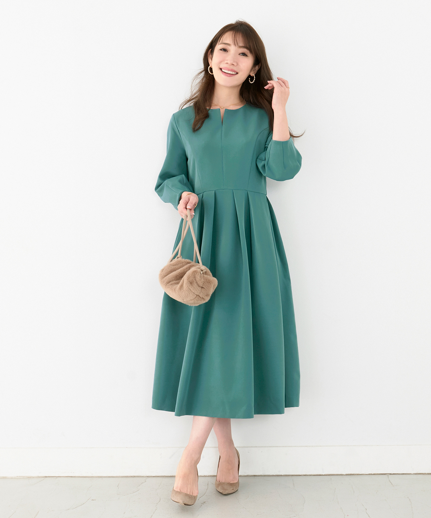 ワンピース スリットネック パフスリーブ Liala×PG