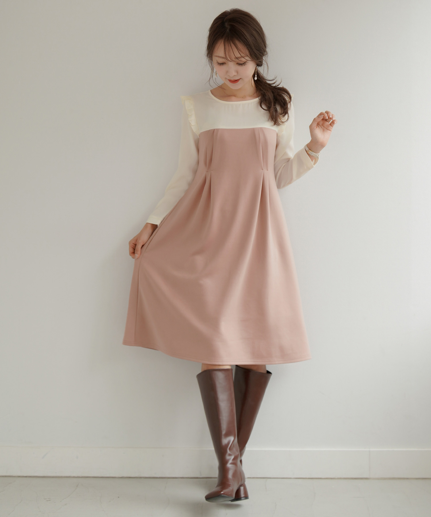 ワンピース フリル ヨーク バイカラー le reve vaniller