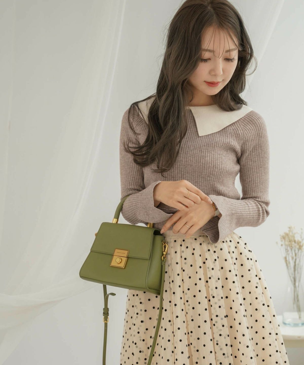 ニット プルオーバー フラットカラー