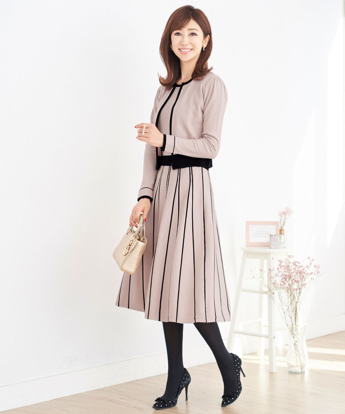 ニット ワンピース バイカラー ドッキング