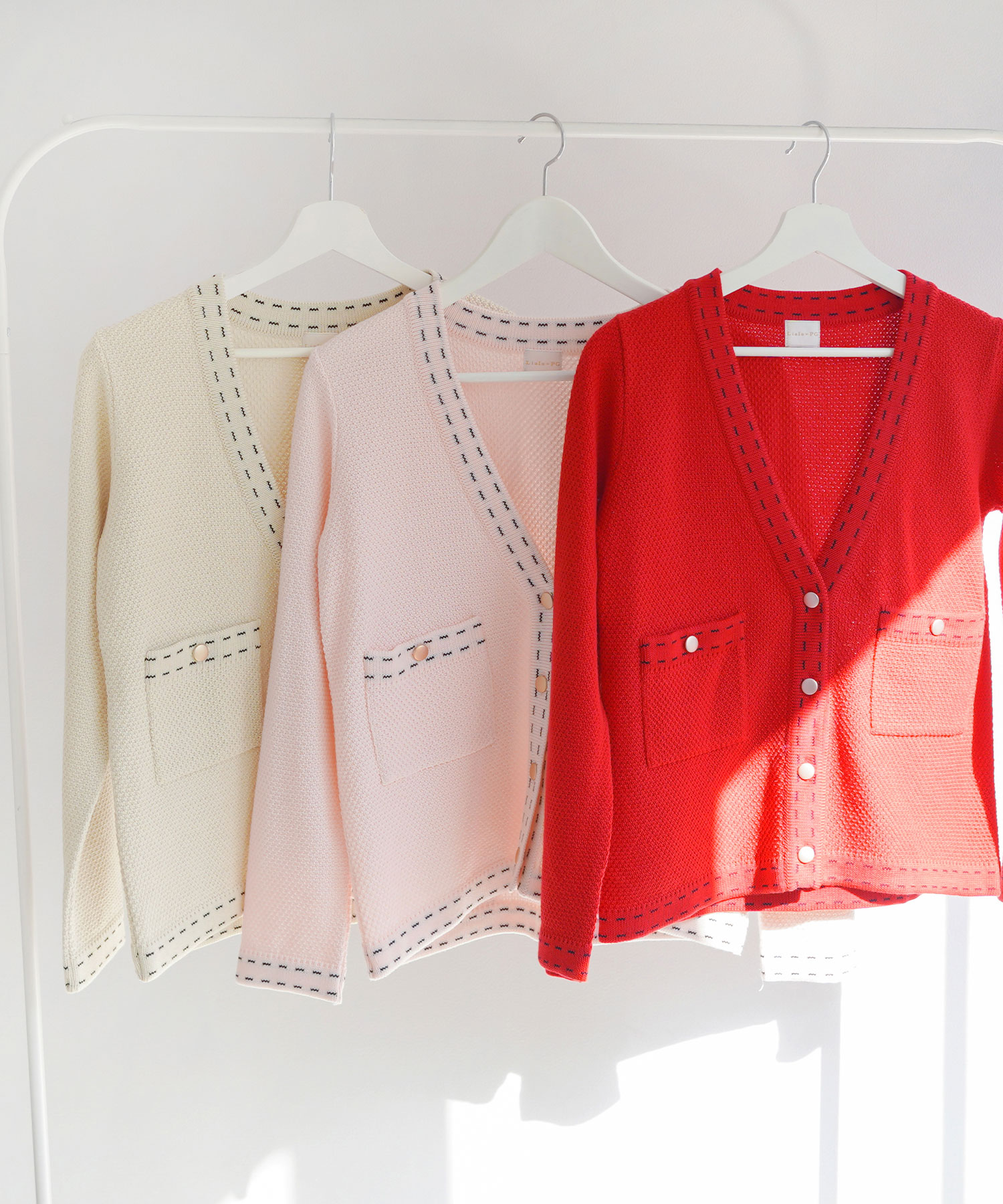 ニット カーディガン ワッフル ステッチ柄 Liala×PG