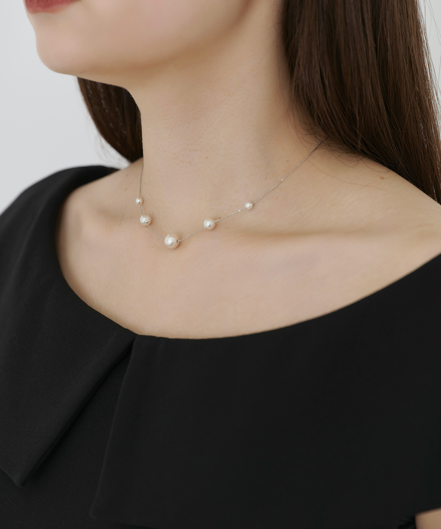 シルバーチェーン パールネックレス