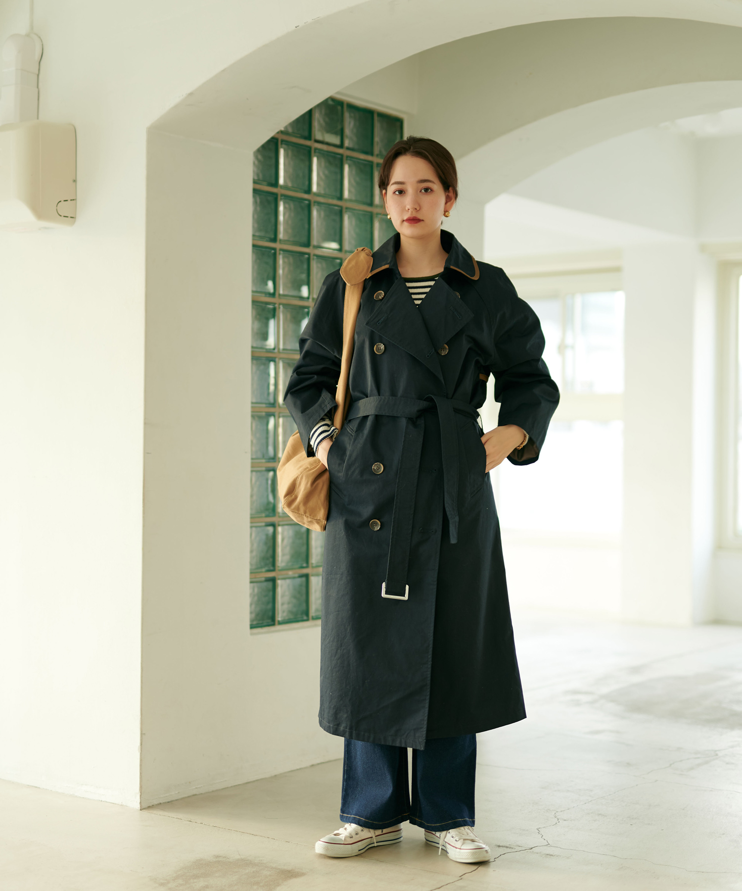 トレンチコート バイカラーパイピング TINA：JOJUN