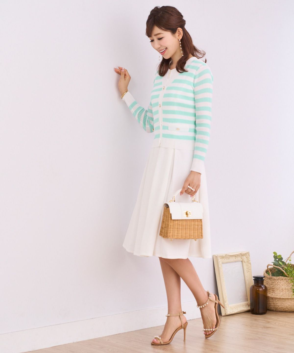 ジェラートカラー ボーダー カーディガン Prima Scherrer