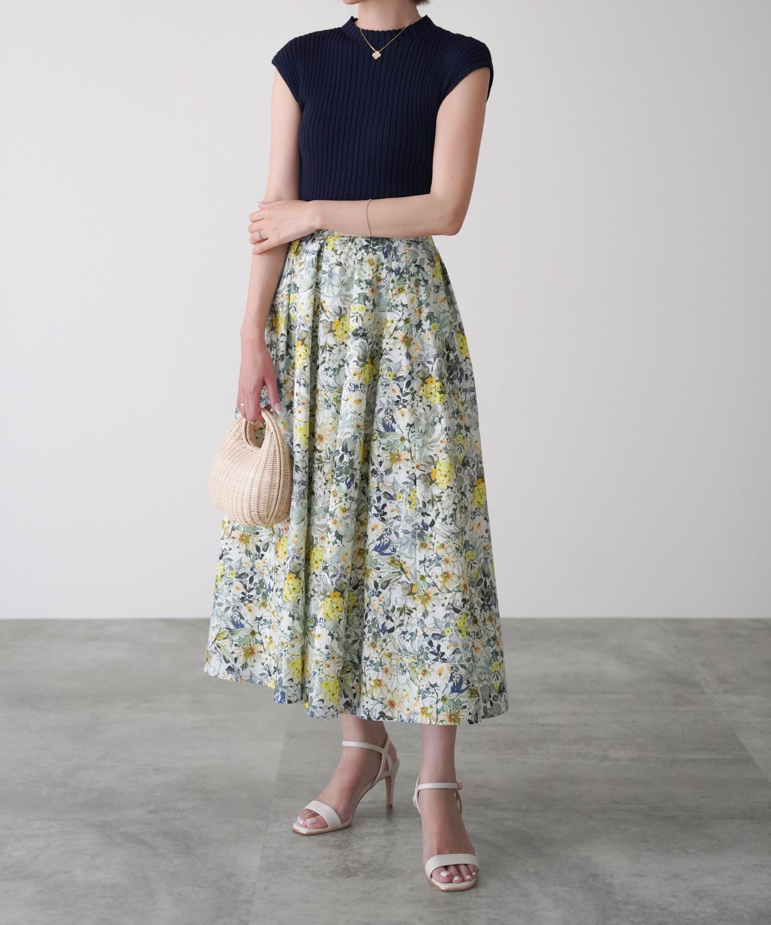 花柄 フレア スカート Joint Space×miimii