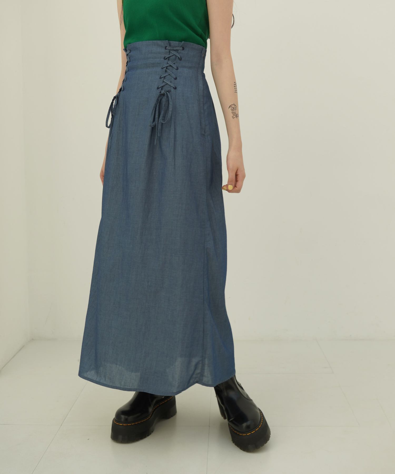 Indian cotton sheer denim レースアップスカート TINA:JOJUN