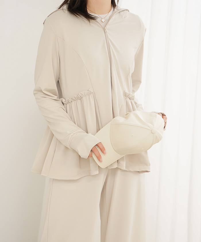 UVカット ペプラム パーカー HUIT