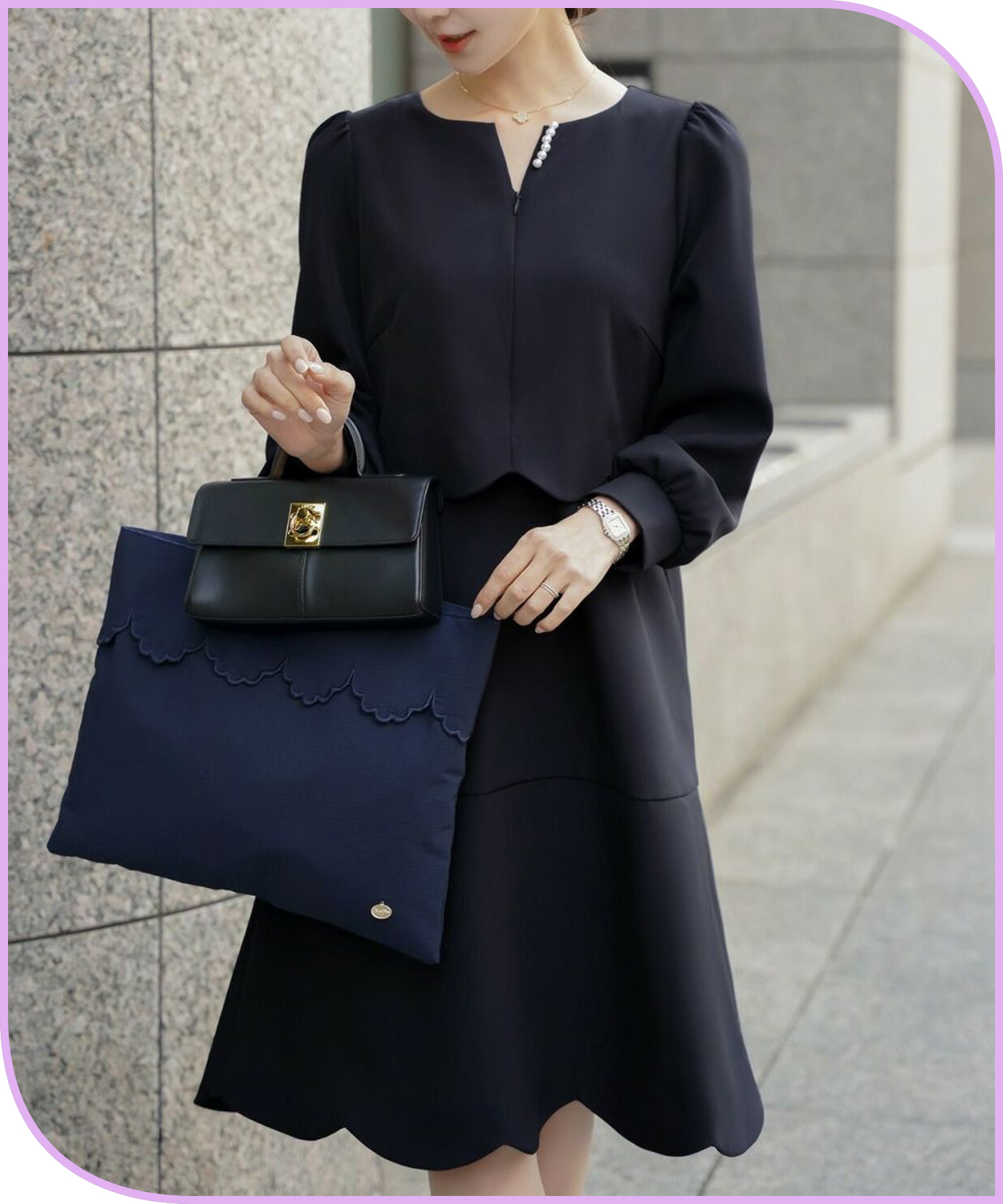 フロントファスナー スカラップ ワンピース le reve vaniller