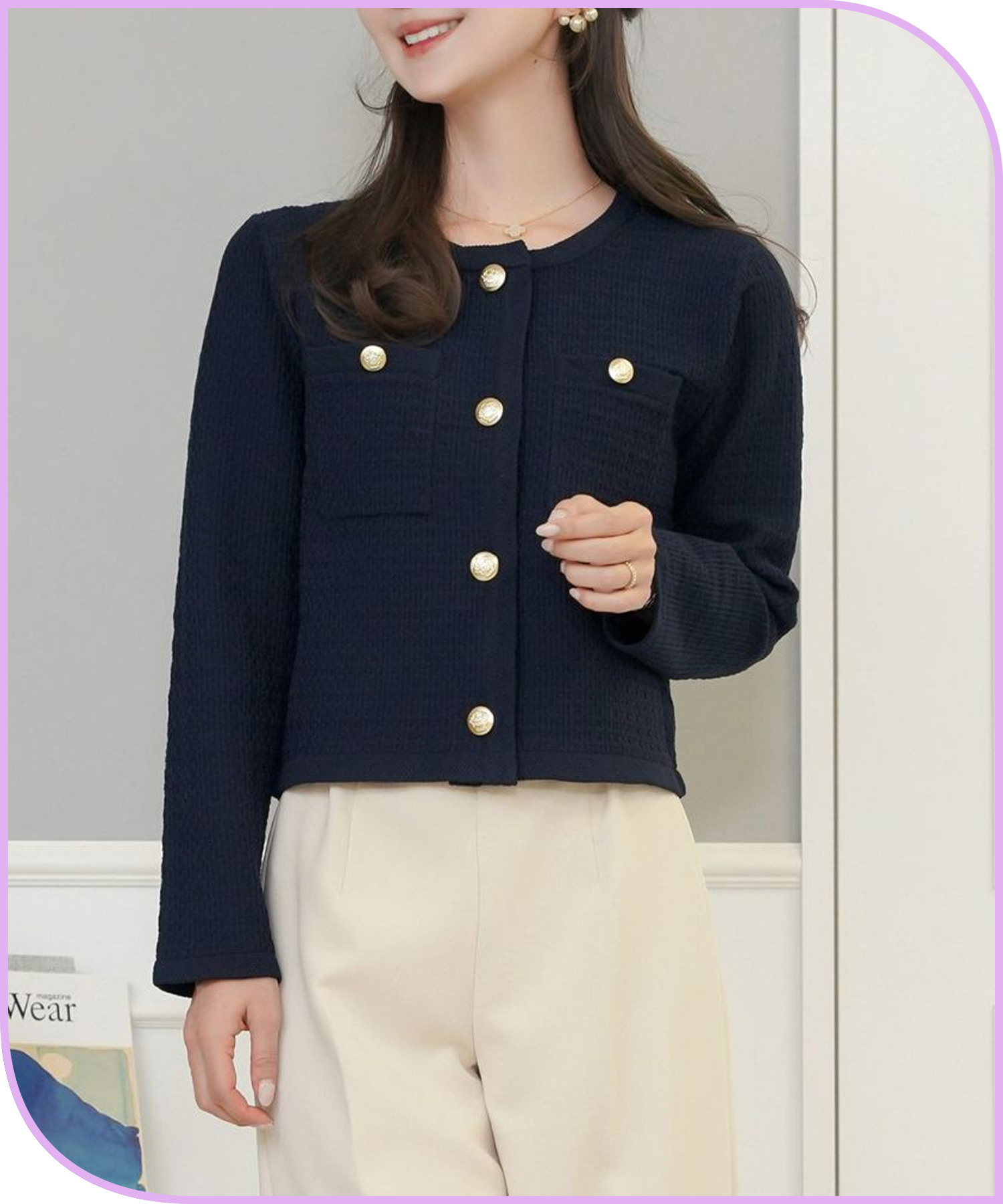 アソート柄 ニット ジャケット le reve vaniller