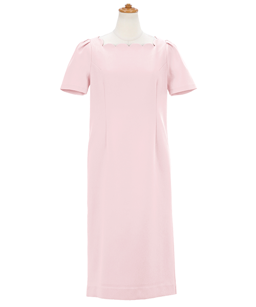 スカラップネック Iライン ワンピース 半袖 Liala×PG