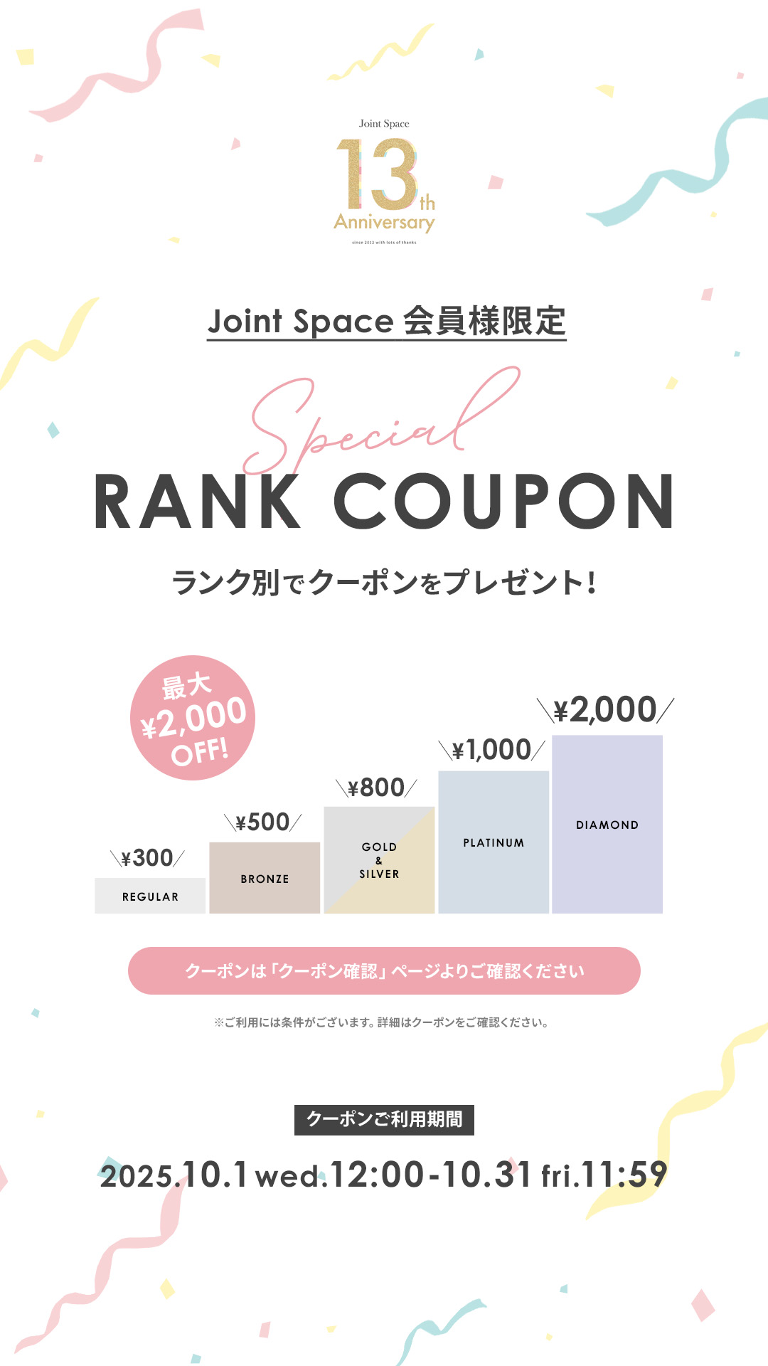 ランク別クーポンプレゼント