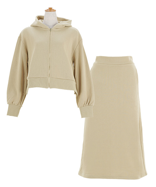 スウェット セットアップ ジップパーカー JS×momo.yokko