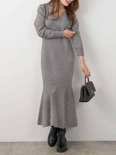 マーメイド Vネック ニット ワンピース Liala×PG