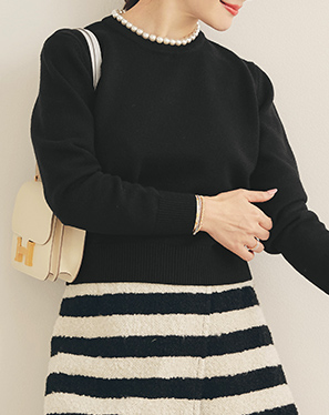 パール トリミング ニット プルオーバー Liala×PG