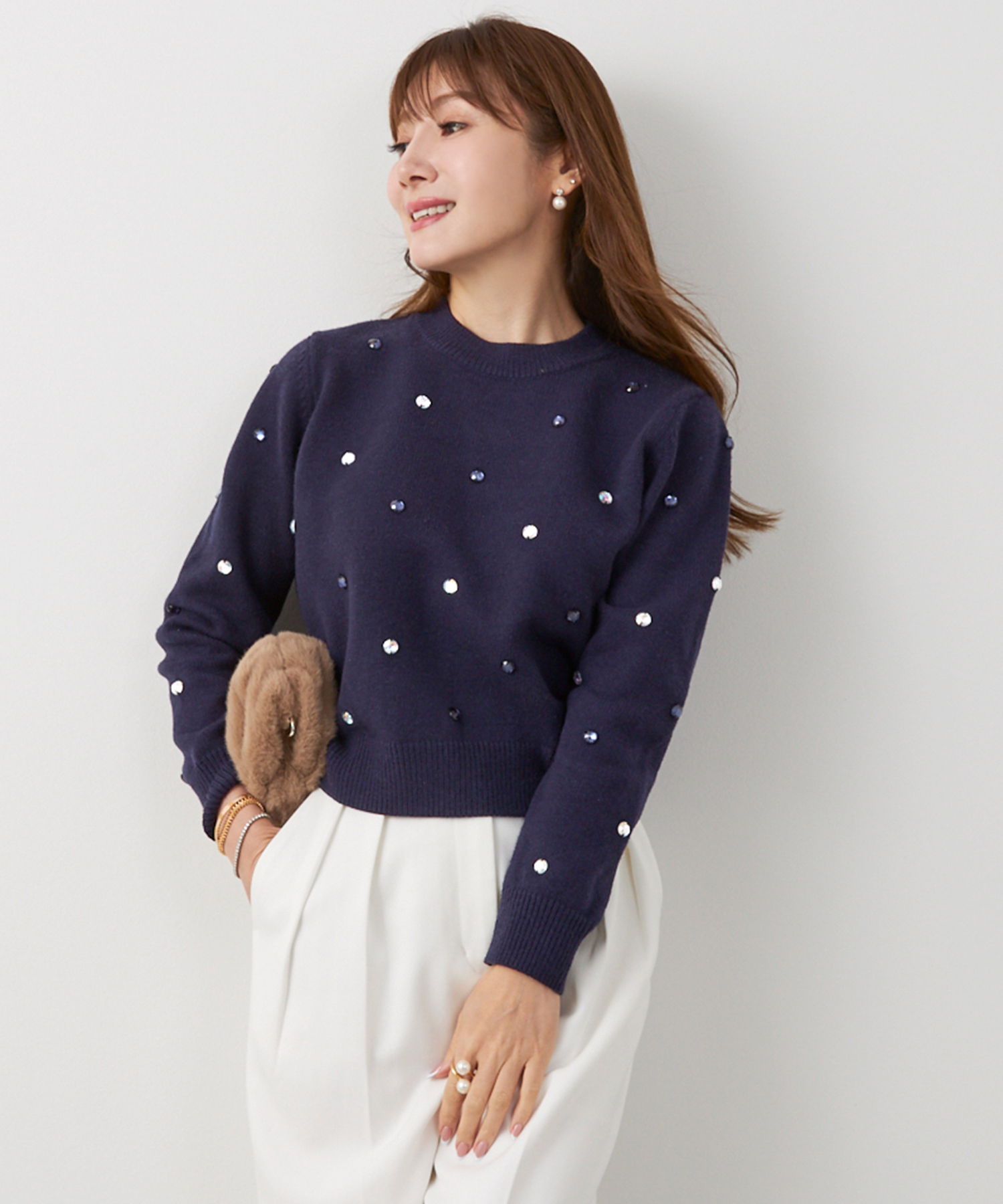 Liala×PG ビジュー付き ニット 長袖