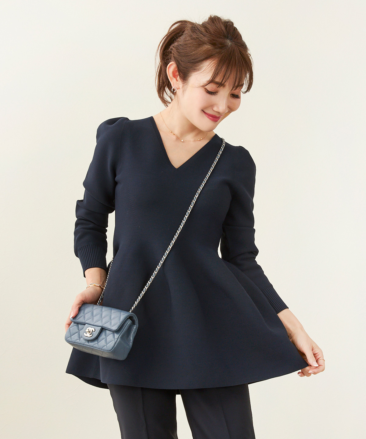 ホールガーメント ペプラム チュニック Liala×PG