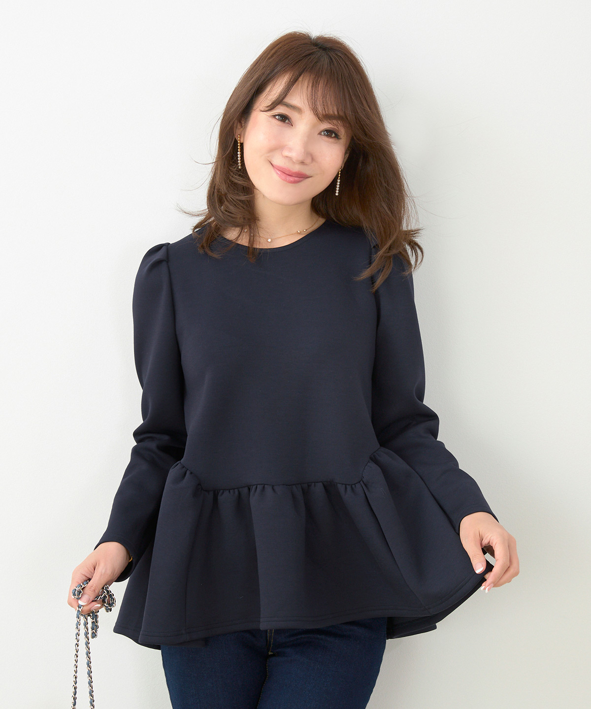 ダンボールニット ペプラム タック プルオーバー Liala×PG