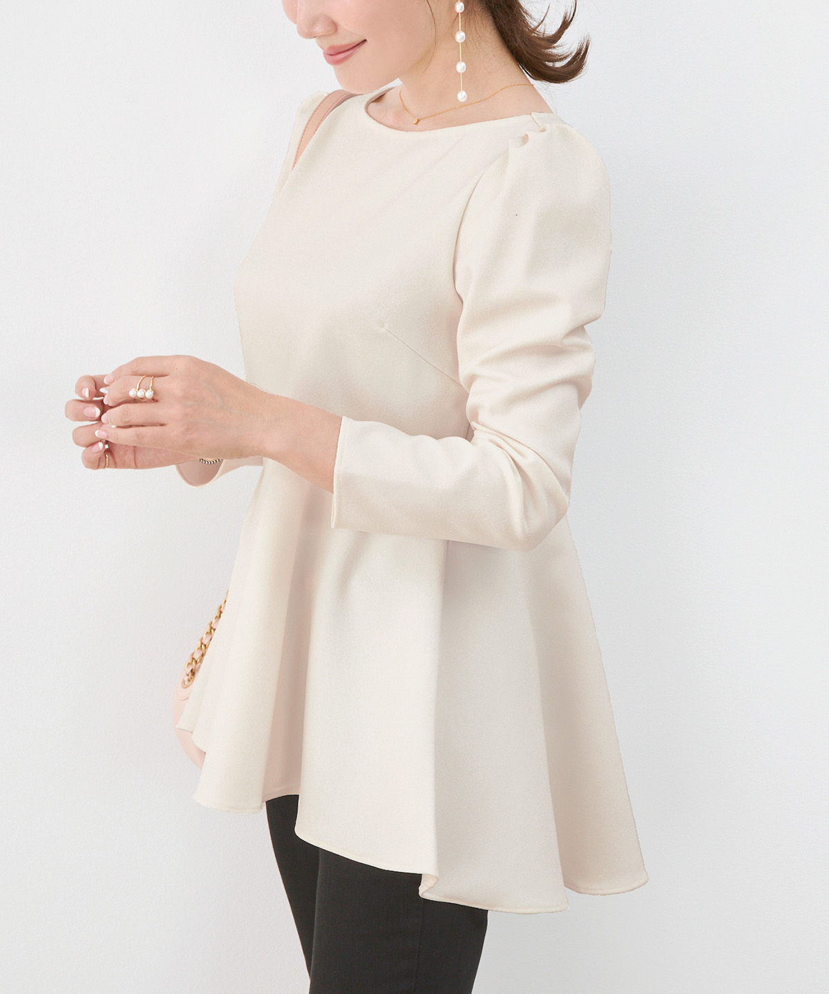 タックスリーブ 9分袖 フレア ブラウス Liala×PG