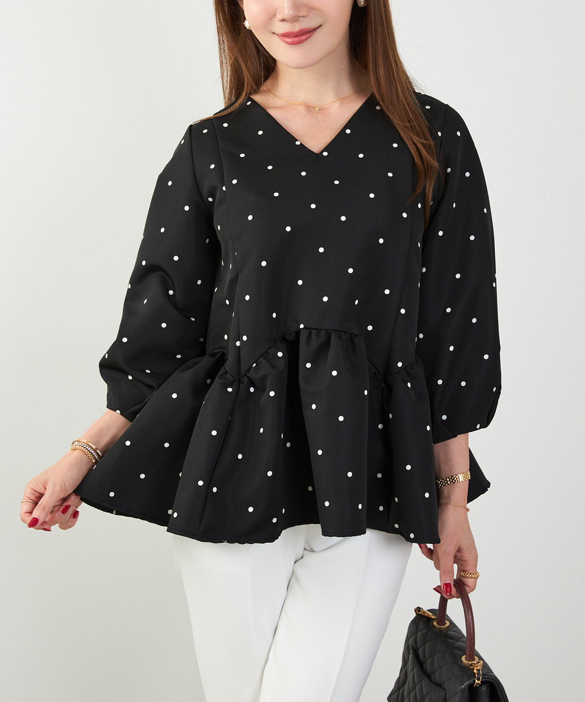 肩ビジュー 釦 ニット Liala×PG