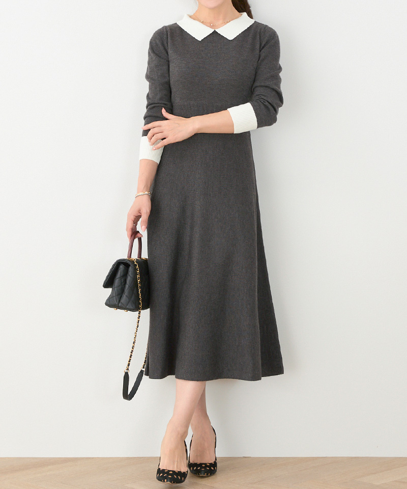 襟付き ニット ワンピース Liala×PG