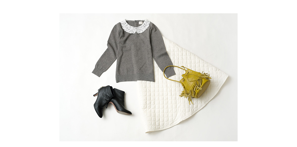 バイカラー レース襟 ニット Liala×PG