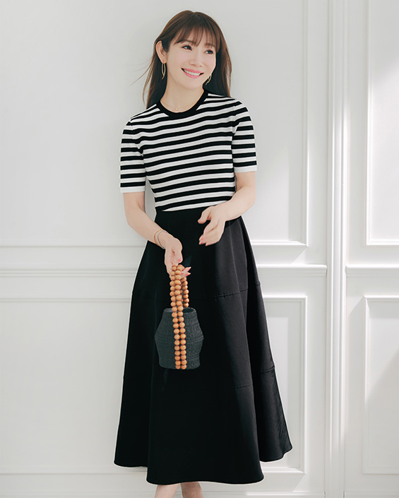 ニット ドッキング フレア ワンピース Liala×PG