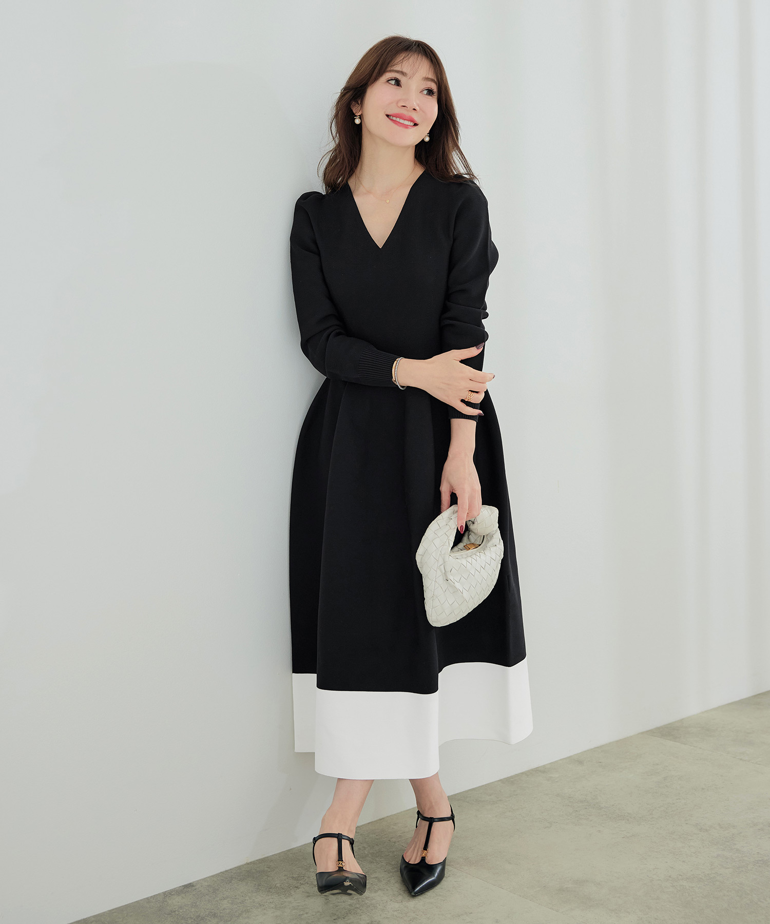 ホールガーメント パフスリーブ ワンピース Liala×PG