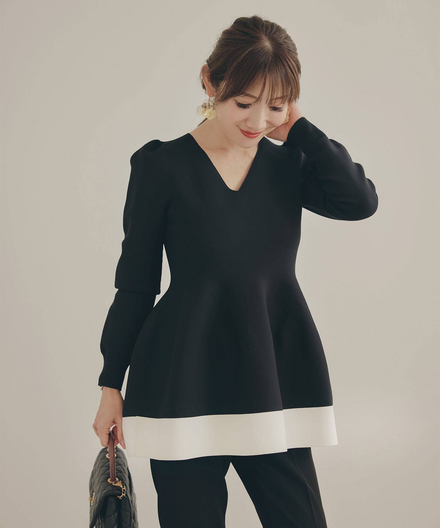 ホールガーメント ペプラム チュニック Liala×PG