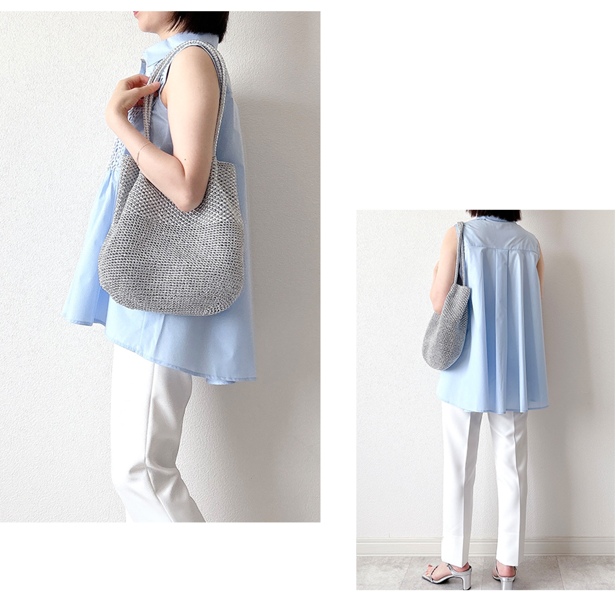 襟付き レース ノースリーブ ブラウス Liala×PG