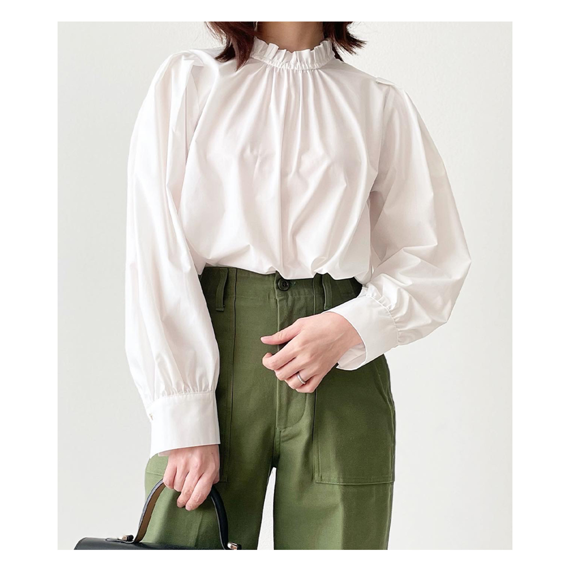 スタンドフリル カフス付き ブラウス Liala×PG