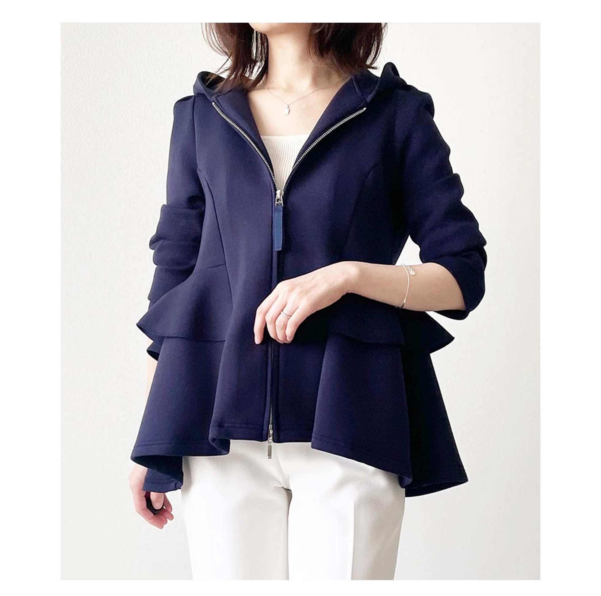 フード付き ティアード ショート ジャケット Liala×PG