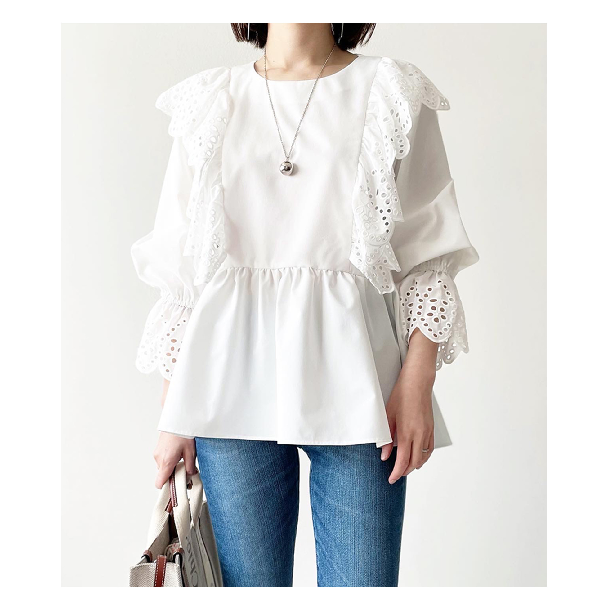 レース キャンディスリーブ ブラウス Liala×PG