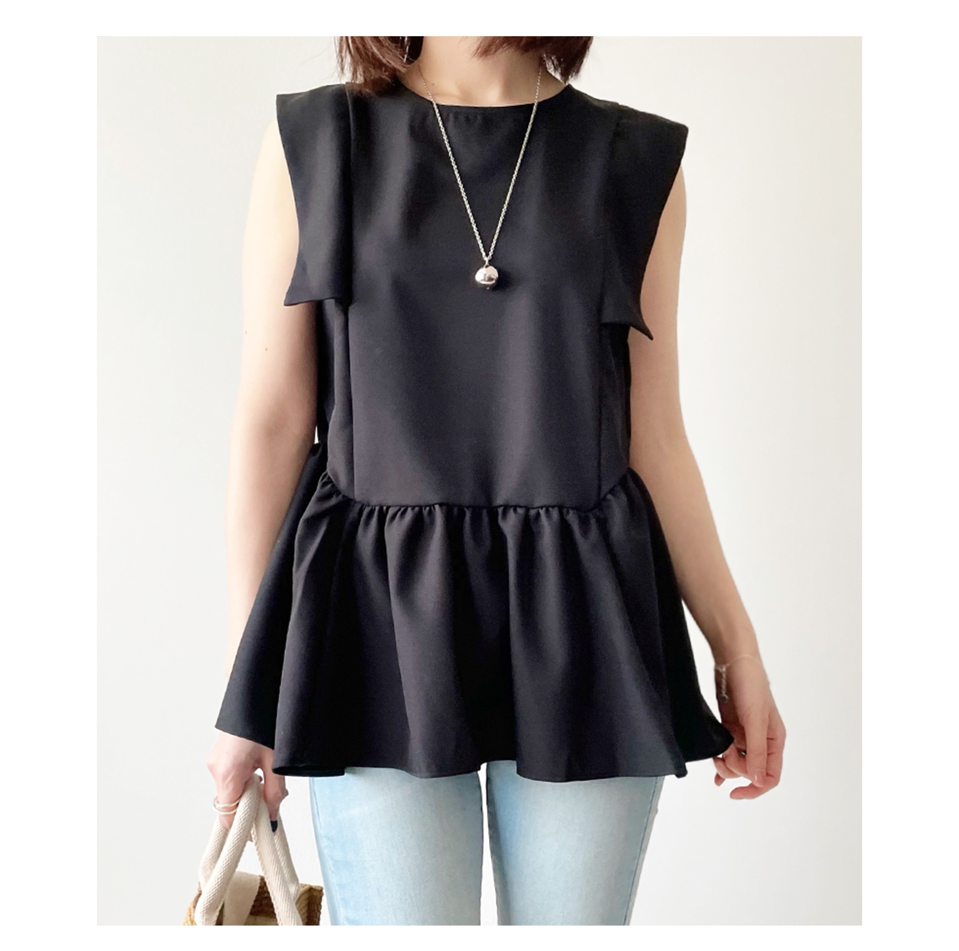 プチ袖 ペプラム ブラウス Liala×PG