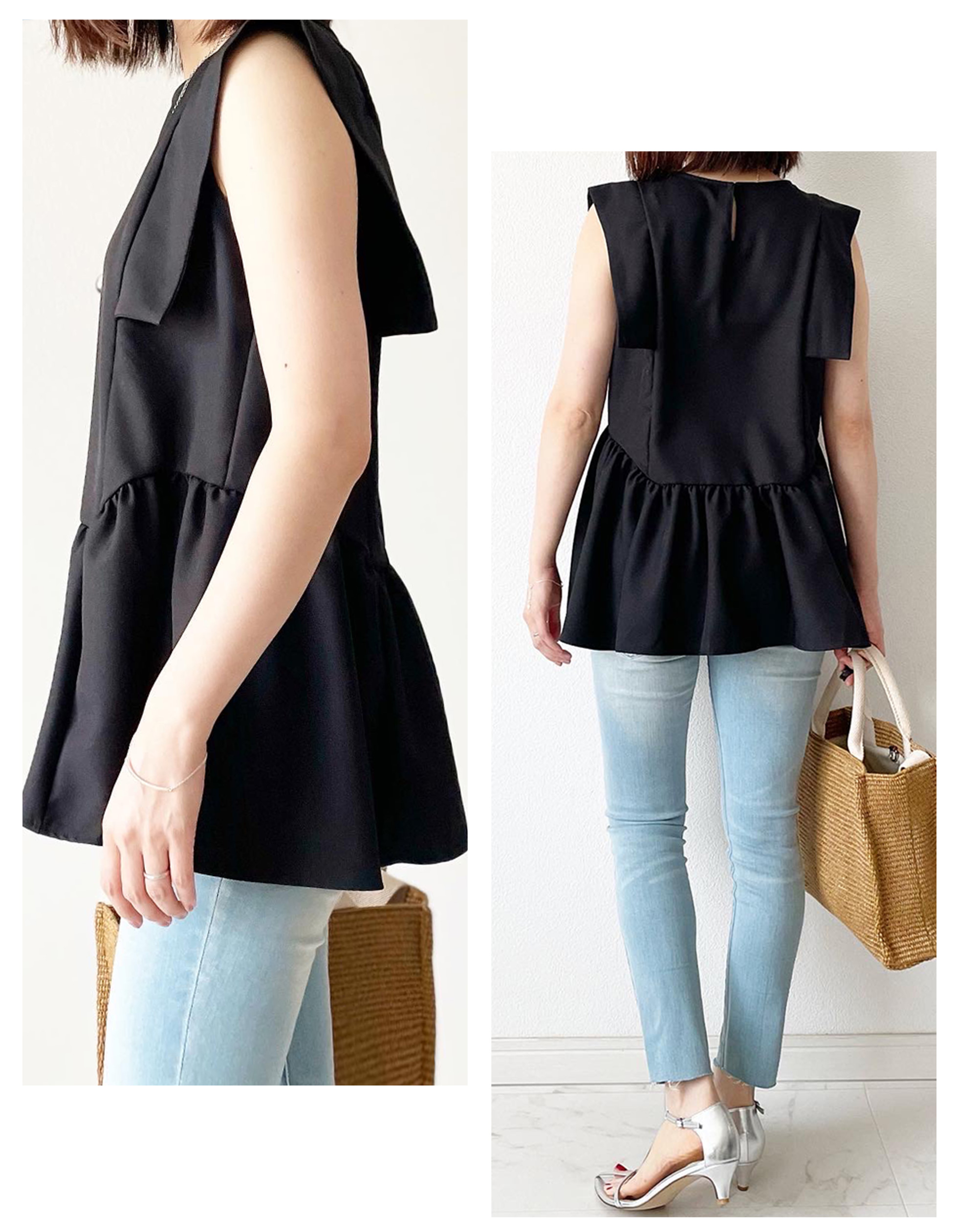 プチ袖 ペプラム ブラウス Liala×PG