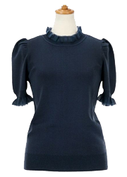 シアー プチフリル 5分袖 ニット Liala×PG