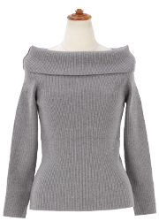 オフショルダー リブ ニット 長袖 Liala×PG