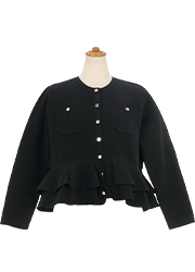 ダブルフリル ペプラム ニット カーディガン Liala×PG