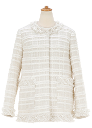 ツイード ふちフリンジ ジャケット 長袖 Liala×PG