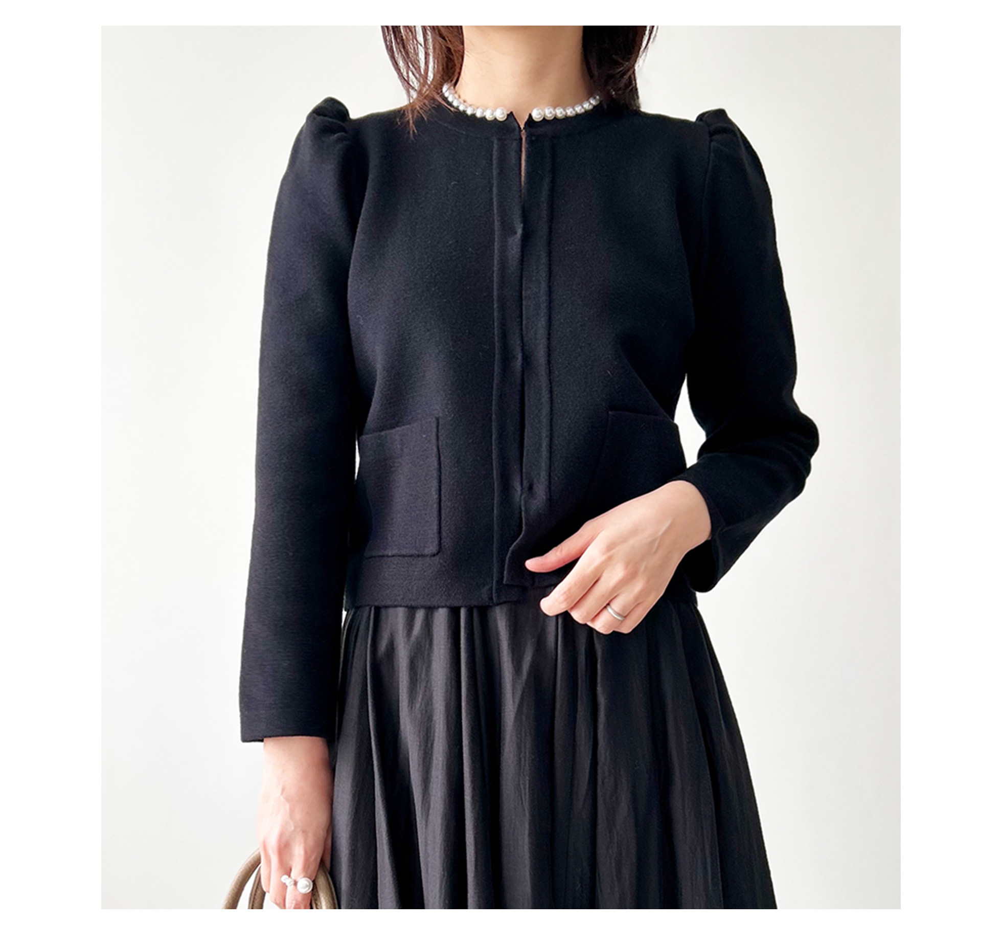 カーディガン パールネック ニット Liala×PG