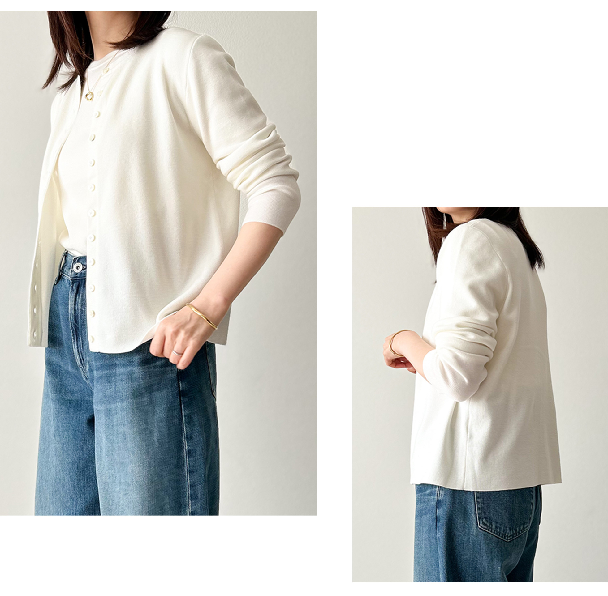 クルーネック カーディガン & 半袖 ニット アンサンブル Liala×PG