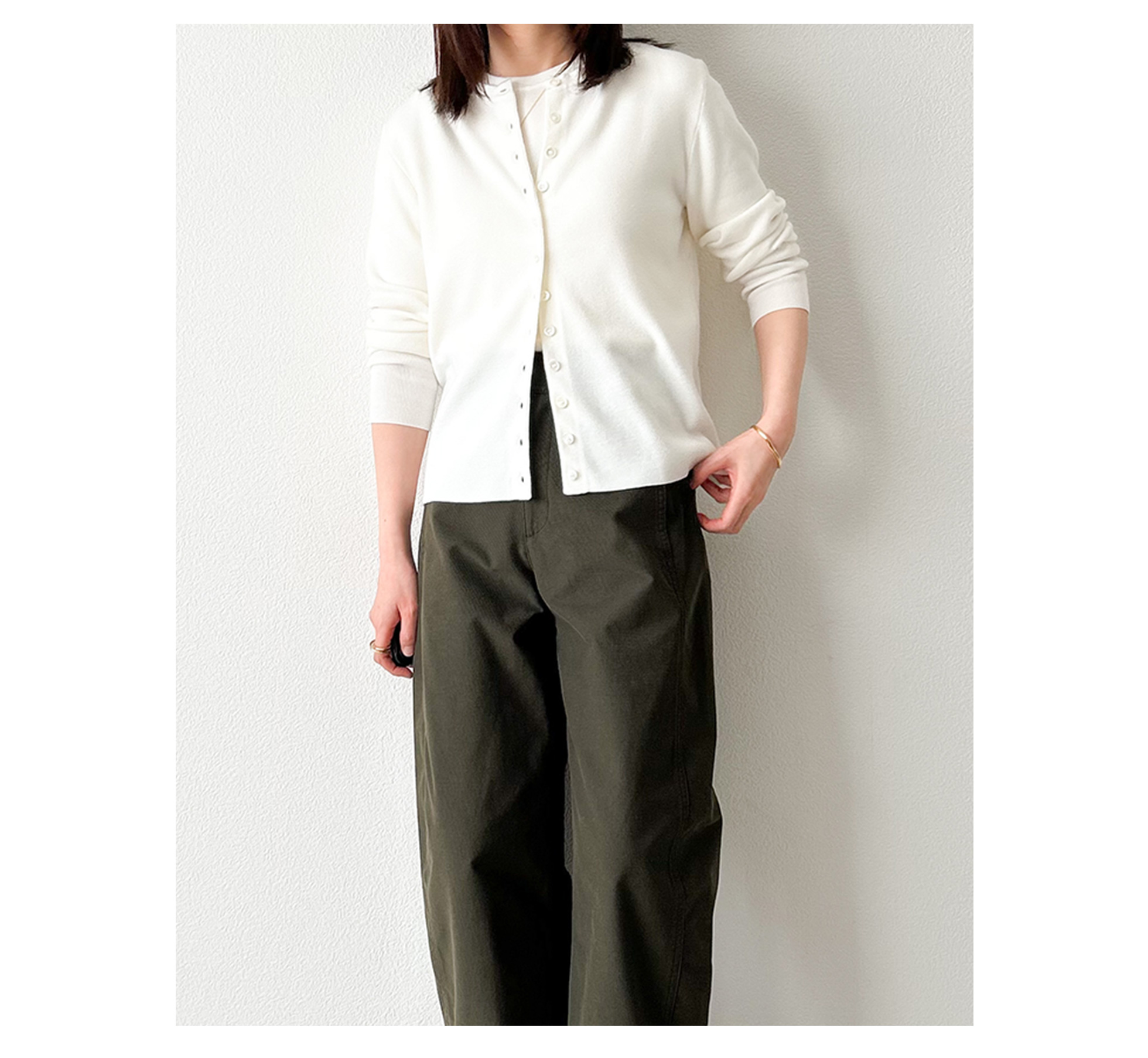 クルーネック カーディガン & 半袖 ニット アンサンブル Liala×PG