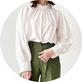 スタンドフリル カフス付き ブラウス Liala×PG