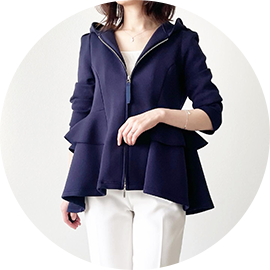 フード付き ティアード ショート ジャケット Liala×PG