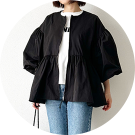 撥水加工 バルーンスリーブ ティアードフレア ジャケット Liala×PG